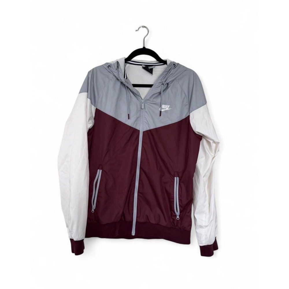 Nike Men's Color block Windrunner Jacket Size S, Maroon Color Block Full Zip